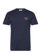 Embroidery Tee S/S Tops T-shirts Short-sleeved Navy Lindbergh