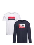 Jjnolan Tee Ss Ls Crew Neck 2Pk Mp Jnr Tops T-shirts Long-sleeved T-sh...