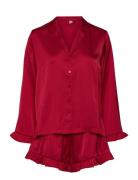 Pyjama Set Satin Frill Pyjama Red Lindex