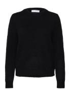 Slfsia Ras Ls Knit O-Neck Noos Tops Knitwear Jumpers Black Selected Fe...