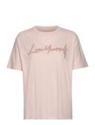 Tommer Co Love Yourself Strass Tops T-shirts & Tops Short-sleeved Pink...