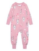 Bamboo Two Way Zip Pyjamas Pink Lama Pitkähihainen Body Pink Geggamoja