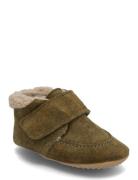 Beginners™ Shepheard Velcro Aamutossut Sisäkengät Khaki Green Pom Pom