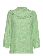 Nolene Print Top Tops Blouses Long-sleeved Green Modström