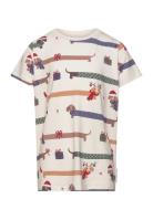 Bamboo T-Shirt Santa Dogs Tops T-shirts Short-sleeved Cream Geggamoja