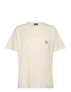 Logo Cotton Jersey Pocket Tee Tops T-shirts & Tops Short-sleeved Cream...