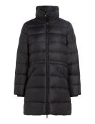 Mw Down Funnel Nk Coat Topattu Pitkä Takki Black Tommy Hilfiger