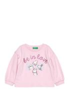 Sweater L/S Tops Sweat-shirts & Hoodies Sweat-shirts Pink United Color...