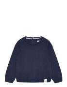 Round Neck Knit Sweater Tops Knitwear Pullovers Navy Mango