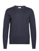 Melange Round Neck Knit Tops Knitwear Round Necks Navy Lindbergh