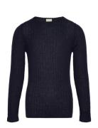 Pointelle Tee Tops Knitwear Pullovers Navy FUB