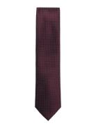 Polyester Tie With Dots 7 Cm Solmio Kravatti Burgundy Lindbergh Black