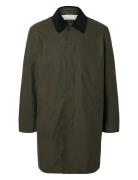 Slhwalter Waxed Cotton Coat Ohut Pitkä Takki Khaki Green Selected Homm...