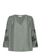 Frharbo Bl 1 Tops Blouses Long-sleeved Green Fransa