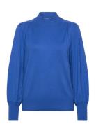 Msilma Mock Neck Pullover Tops Knitwear Jumpers Blue Minus