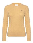 Stretch Cotton Cable C-Neck Tops Knitwear Jumpers Yellow GANT