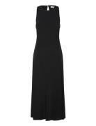 Midi-Dress With Draped Detail Polvipituinen Mekko Black Mango