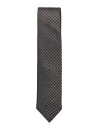 Patterned Tie 7 Cm Solmio Kravatti Brown Lindbergh Black