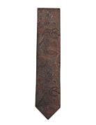 Paisley Pattern Tie 7 Cm Solmio Kravatti Brown Lindbergh Black