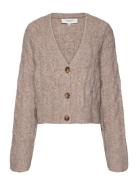 Cable Knit Cardigan Tops Knitwear Cardigans Beige Rosemunde