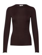 Top Wanda Wool Blend Tops T-shirts & Tops Long-sleeved Brown Lindex