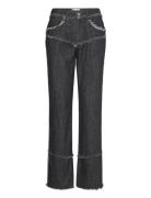 Penny Pants Bottoms Jeans Straight-regular Black Hosbjerg