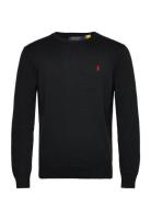 Cotton Crewneck Sweater Tops Knitwear Round Necks Black Polo Ralph Lau...