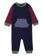 Color-Blocked Fleece Coverall Pitkähihainen Body Navy Ralph Lauren Bab...