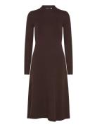 Wool-Blend Long-Sleeve Sweater Dress Polvipituinen Mekko Brown Lauren ...