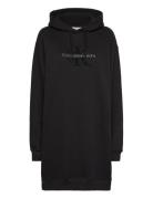 Chenille Monologo Hoodie Dress Lyhyt Mekko Black Calvin Klein Jeans