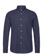 Watts Flannel Shirt-Slim Fit Tops Shirts Casual Navy Morris