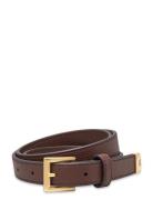 Pebbled Leather Skinny Belt Vyö Brown Lauren Ralph Lauren