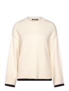 Knitted Contrast Sweater Tops Knitwear Jumpers Cream Gina Tricot