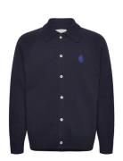 Mars Polo Cardigan-Navy Tops Shirts Casual Navy Edwin