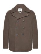 Wool Blend Peacoat Villakangastakki Pitkä Takki Brown Scotch & Soda