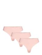 Thong 3Pk Stringit Alusvaatteet Pink Calvin Klein