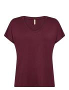 Sc-Marica Tops T-shirts & Tops Short-sleeved Burgundy Soyaconcept