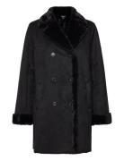 Double-Breasted Faux-Suede Coat Nahkatakki Black Lauren Ralph Lauren