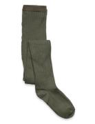 Wool Rib Tights Sukkahousut Khaki Green Mp Denmark