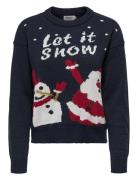 Onlxmas Happy Ls O-Neck Box Knt Tops Knitwear Jumpers Navy ONLY