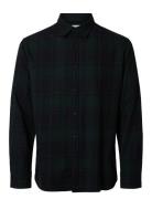 Slhreg-Owen Flannel Mix Shirt Ls Tops Shirts Casual Navy Selected Homm...