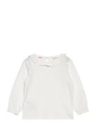 Ruffled Collar T-Shirt Tops T-shirts Long-sleeved T-shirts White Mango