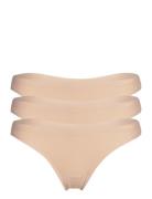 Nude Invisible Thong 3-Pack Stringit Alusvaatteet Beige Aim´n