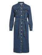 Vially L/S Midi Denim Dress Mbd Polvipituinen Mekko Blue Vila