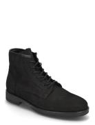 Bialars Lace Up Boot Waxed Leather Nyörisaappaat Black Bianco