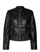 Leather-Effect Biker Jacket Nahkatakki Black Mango