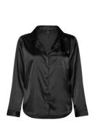 Satin Long-Sleeved Jacket Toppi Black Hunkemöller