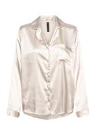 Satin Long-Sleeved Jacket Toppi White Hunkemöller