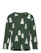 Top Ls Happy Tree Aop Tops T-shirts Long-sleeved T-shirts Green Lindex