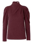 Slfmarwa Ls High Neck Top Tops T-shirts & Tops Long-sleeved Burgundy S...